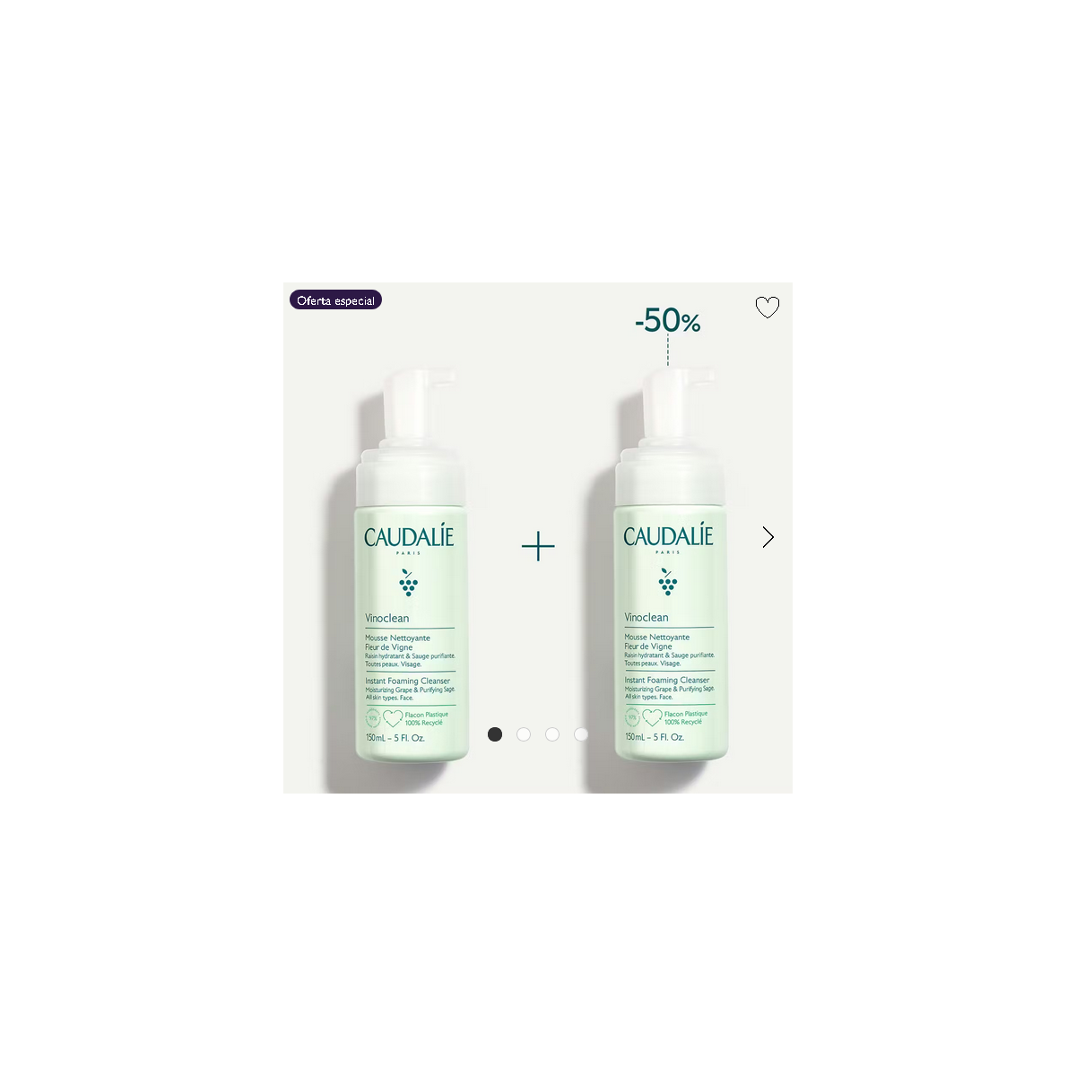 CAUDALIE VINOCLEAN DUPLO MOUSSE NETTOYANTE 150 ML